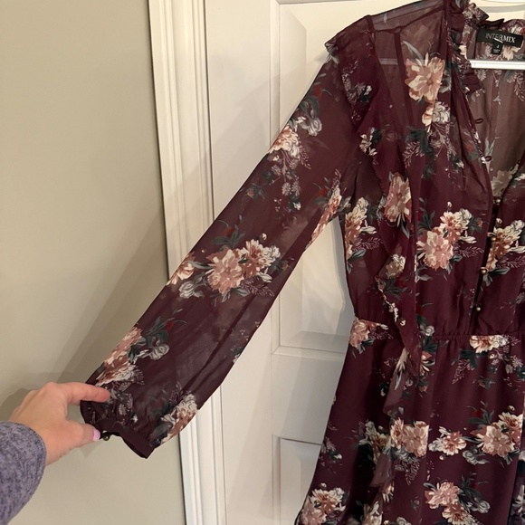 Intermix Madeline Silk Floral Long Sleeve Mini Dress 45430 - Picture 5 of 12